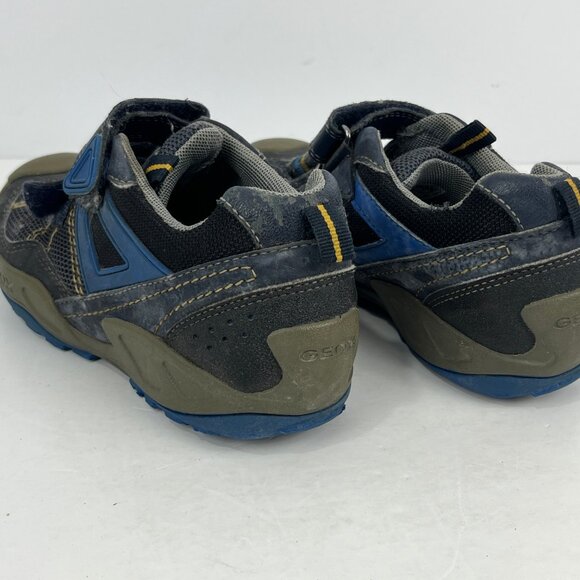 Geox Respira Kids Sneakers Size 2 Gray Blue Round Toe Hook & Loop Flat Heel - Picture 3 of 6